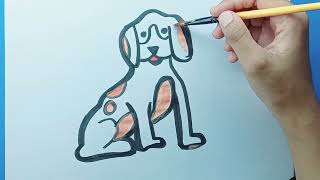 Easy Dog  Drawing and Colouring | Easy Drawing | Coloring Pages | Cool Drawing Ideas