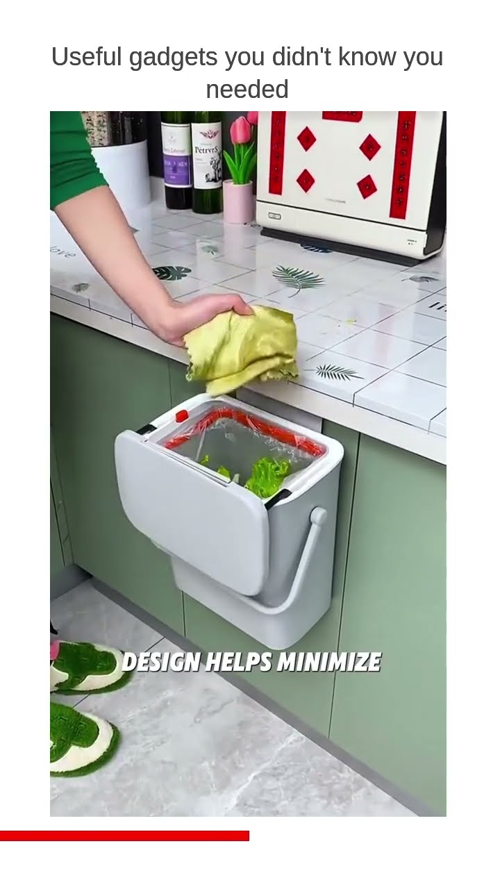 Product link in Bio This small trash can with a lid works great with reusable grocery bags
