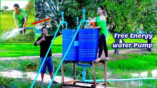 Free Energy Water pump Double Tank for rice field | Water Pump without Electricity 4K Video