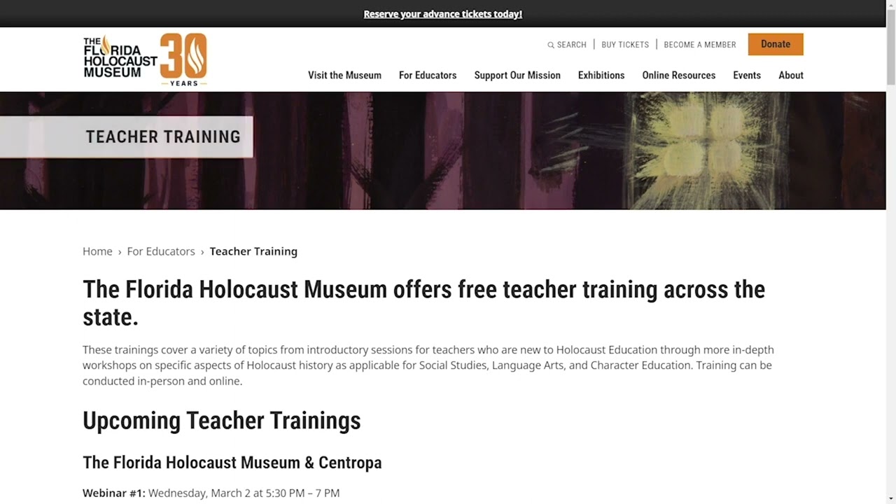 Teacher Training - The Florida Holocaust Museum