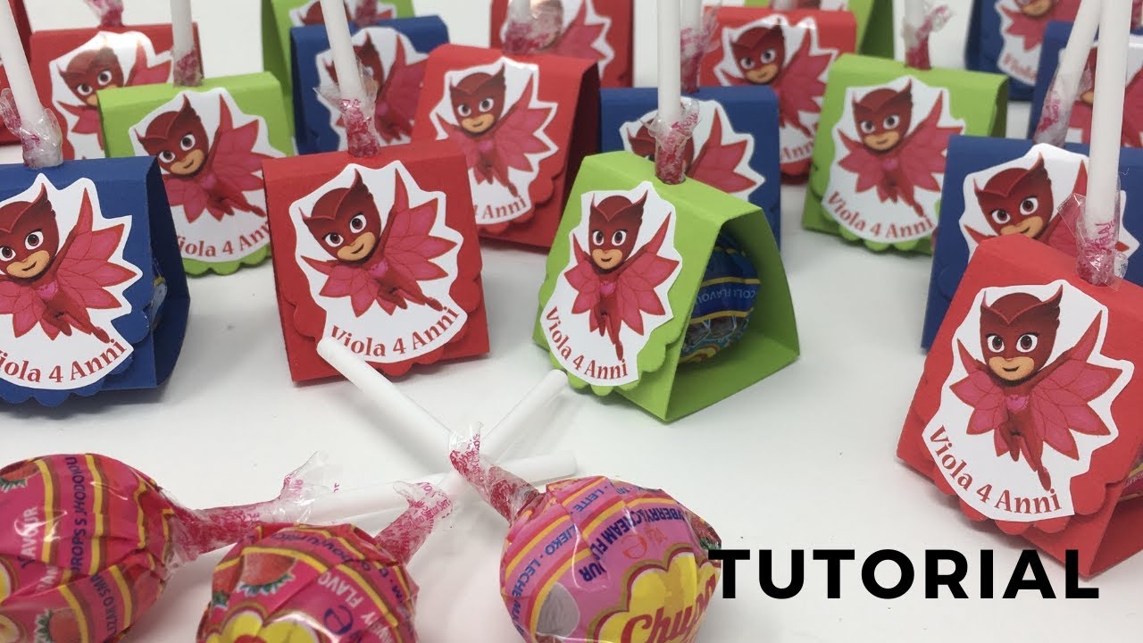 PJ MASK PARTY: Lollipop holder Tutorial - Chupa Chups Packaging 