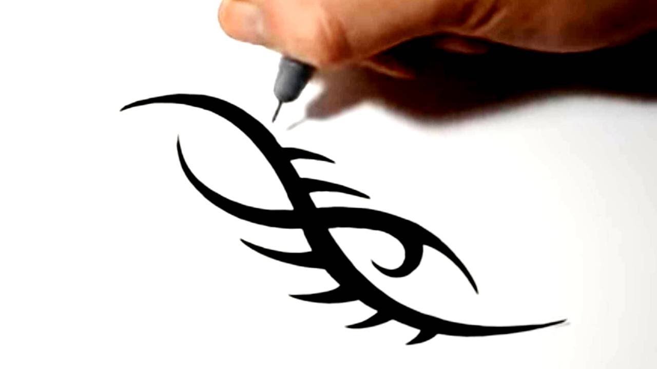 Drawing a Simple Tribal Tattoo Design - YouTube