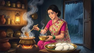 1990s Rainy Indian Village Life | Village Mother Makes Soft Idli, Sambar & Coconut Chutney | #ghibli screenshot 5