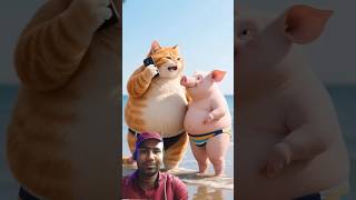 Friendship of cat and wolf 🙏#woodenhouse #funny #cat 🙀#catfanny #shorts 🙏🌹