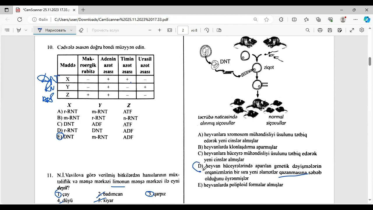 Biologiya Güvən sınaq imtahanı 26 noyabr 2023