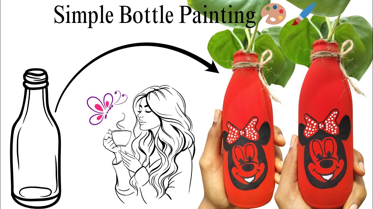 DIY Micky Mouse Bottle Art 🎨 🐭 🖌️l Coffee Break ☕♀️