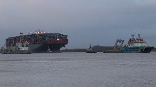 Unique Salvage Operation CSCL INDIAN OCEAN Refloating with 12 Tug Boats
