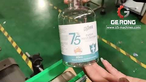 Automatic hand sanitizer gel liquid bottle labeling machine testing video
