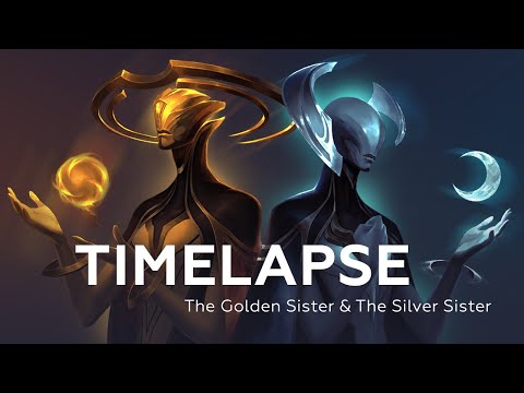 The Golden Sister & The Silver Sister — Login Screen Animation Timelapse | League of Legends