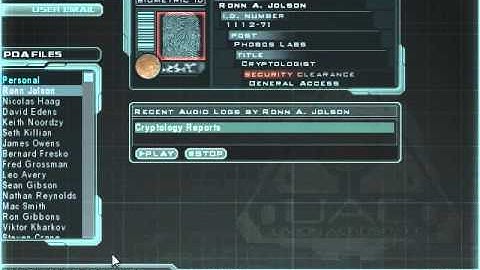 Doom 3 RoE - Ronn Jolson PDA