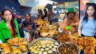 Popular Cambodian street food - Walk @Countryside market Delicious Chicken, Bee, Fish, Crab & more