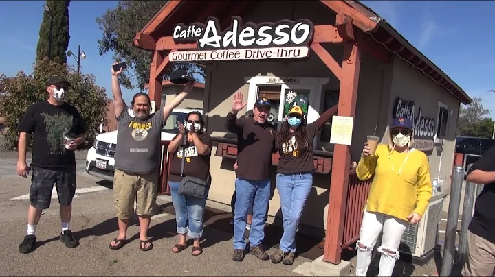 Padres fans celebrate at Joe Musgrove's coffee sho...
