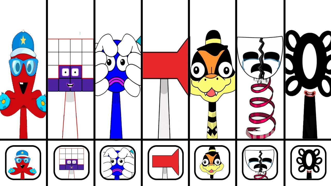 🔥 NEW Sprunki OCs Characters – MLG Airhorn , Sixteen (from Numberlocks) , Circle , Fred , Gangle