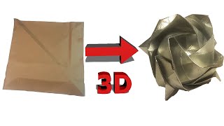 Оригами | 3D Роза из листа бумаги | 3D rose from a sheet of paper