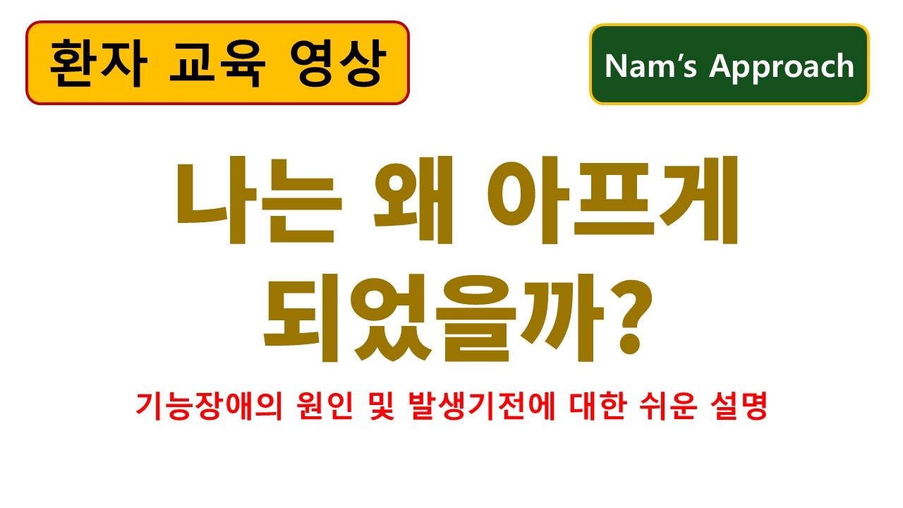 (환자 교육 영상) 나는 왜 아프게 되었을까? (feat. 기능장애의 원인과 진행 과정). 동탄 바로본신경외과 남준록 원장.