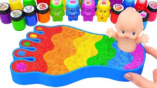 Satisfying Video l How to make Rainbow Foot in Bathtub & ToeNail With Mixing Slime Cutting ASMR