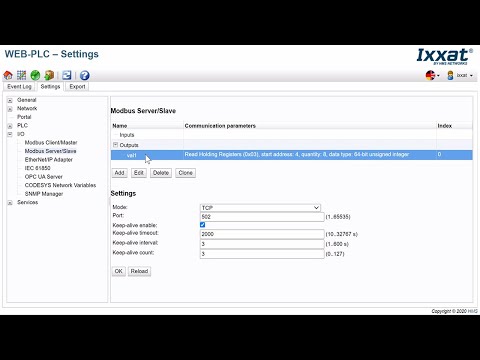 MODBUS on SG-gateway