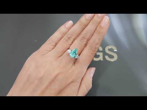 Neon blue Paraiba tourmaline in pear cut 3.89 ct from Mozambique Video  № 4