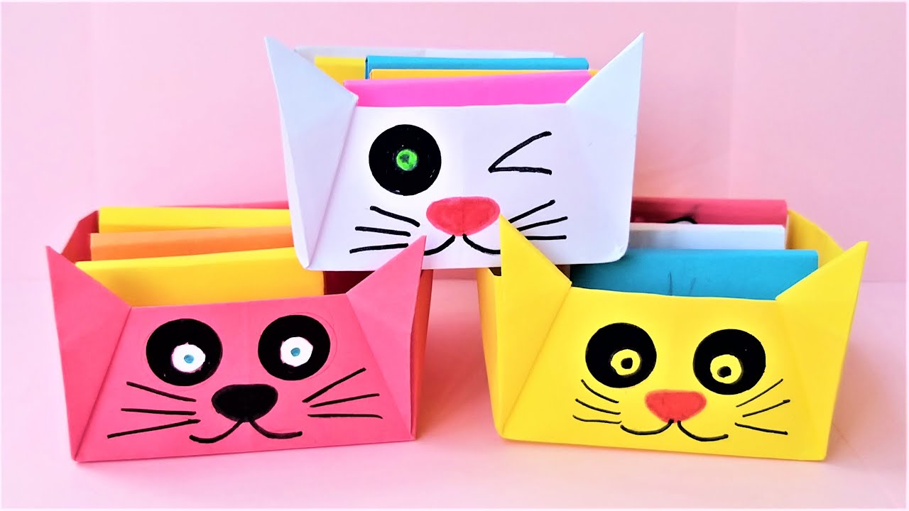Origami cat box. Easy paper crafts without glue/Easy Paper Crafts 777