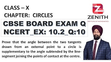 Class X_Circles_NCERT Ex 10.2_Q10_Prove that the angle between the two tangents drawn from an....