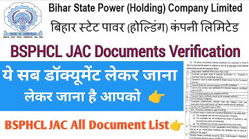BSPHCL JAC Document Verification 2025 | जरूरी Documents की पूरी List