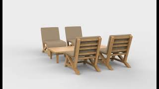 wooden coffee table 360 animation