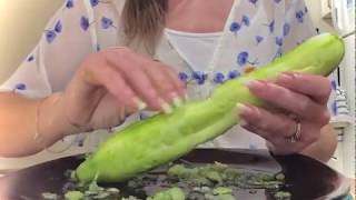 Gypsy playing with cucumbers using her natural long nails (june 2020)