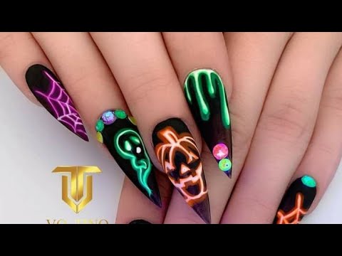 Uñas que brillan en la oscuridad para halloween paso a paso..recreación -  YouTube