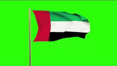 United Arab Emirates flag waving in the wind. Green screen, alpha matte. Loopable animation Stock