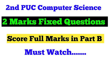 2nd PUC Computer Science 2 Marks Fixed Questions#2ndpuc#computerscience#mcqs#exam