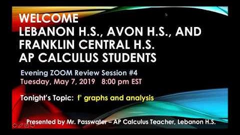 AP Calculus Evening Review Session 4  - Function Analysis