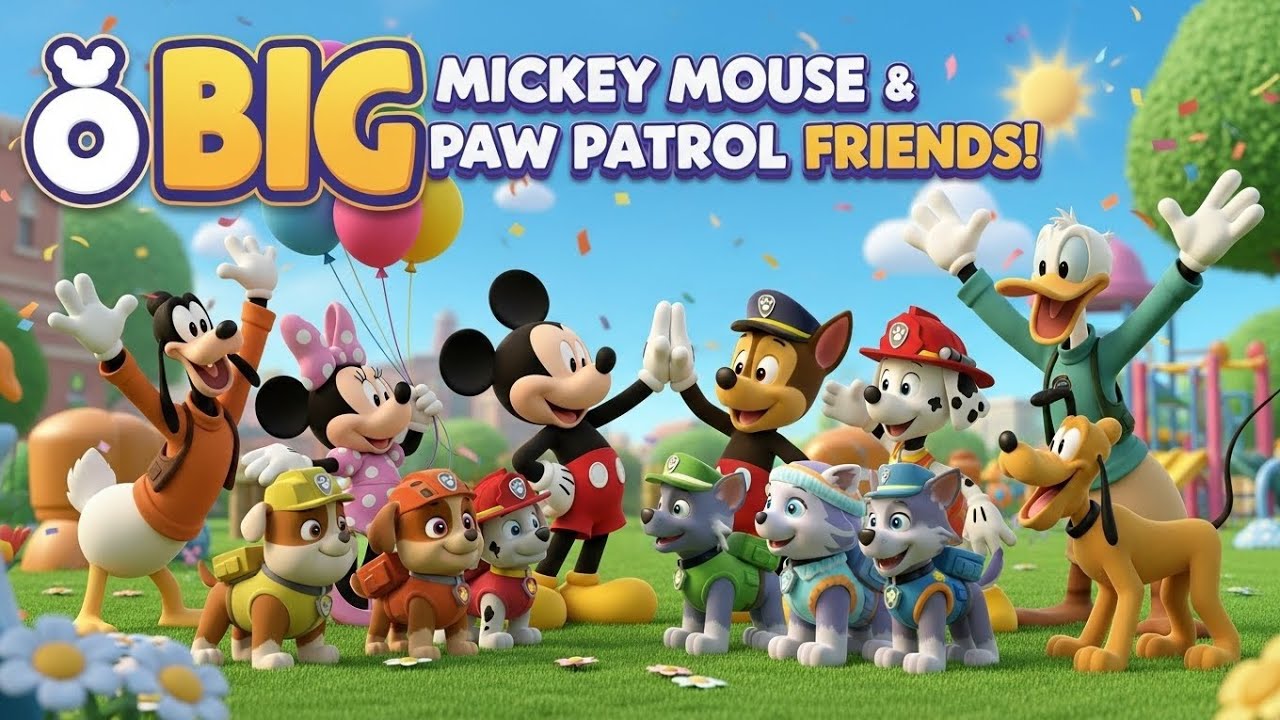 Mickey Mouse and Friends Pizza Party Time 🍕🐭 | Fun Kids Poem & Cartoon Song