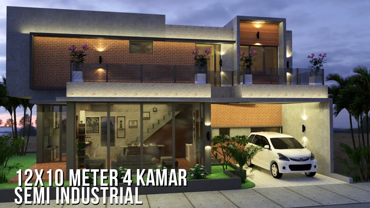  Desain Rumah 12x10  meter 2 lantai Semi Industrial 