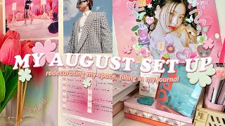 🥐 MY AUGUST SET UP - desk space makeover, calendar + journal with me 🌷