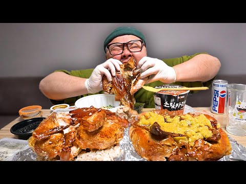 겉바속촉 끝판왕 장작구이 누룽지 <strong>통닭</strong> 먹방!│Firewood Roasting Chicken Mukbang Eatingshow