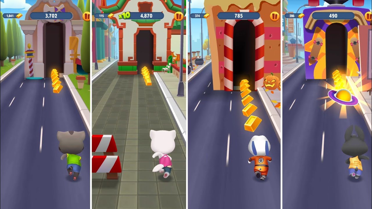 Talking Tom Gold Run Talking Tom vs Talking Angela vs Kung Fu Hank vs Talking Becca Android Gameplay