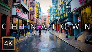【4K】Rainy Walk in Chinatown in New York City, USA - Binaural Sound