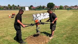Drilling a soakaway on a sports pitch