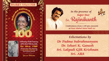 Dr.Mrs.YGP 100 - Celebrating Birth Centenary l Super Star Sri. Rajinikanth l  Vani Mahal Main Hall