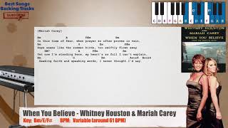 🎹 When You Believe - Whitney Houston & Mariah Carey Piano Backing Track with chords and lyrics