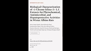 Biological Characterization of Cleome felina L.f. Extracts for Phytochemical, Antimic | RTCL.TV