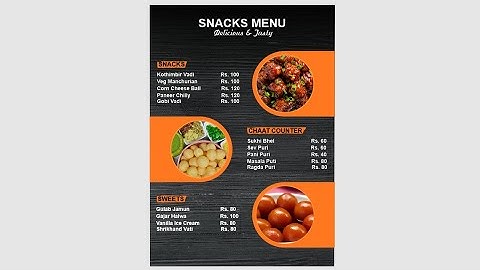 Food / Snacks menu design in CorelDRAW | Restaurant menu Card | Coreldraw tutorial | Graphic design