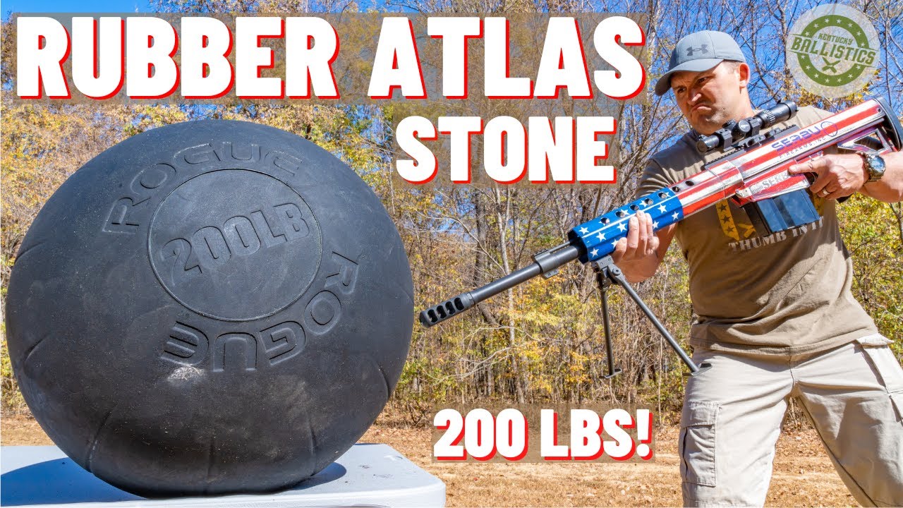 50 BMG vs RUBBER Atlas Stone (200 lbs !!!)