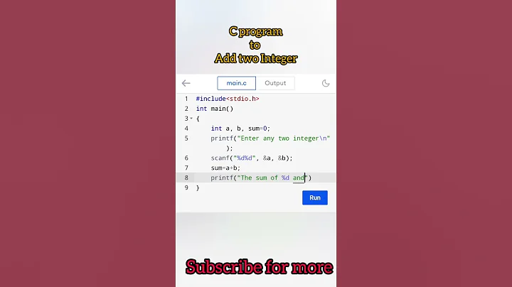 C program to ADD two integers #cprogramming #coding