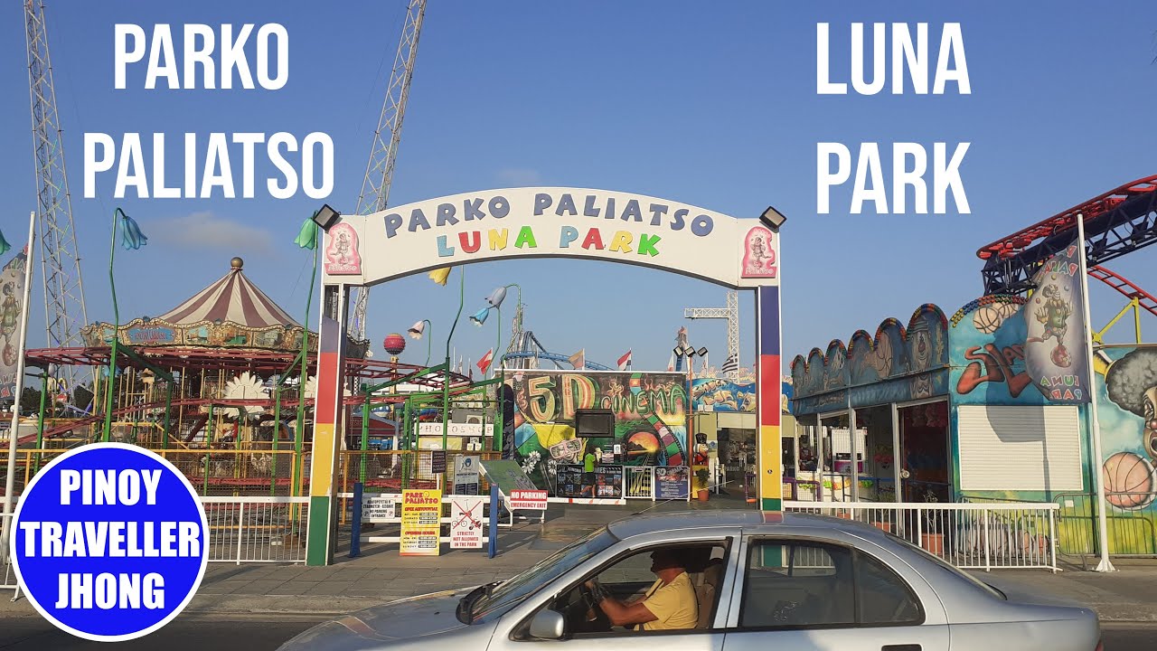 Night Walk at Parko Paliatso Luna Park, Ayia Napa, Cyprus.