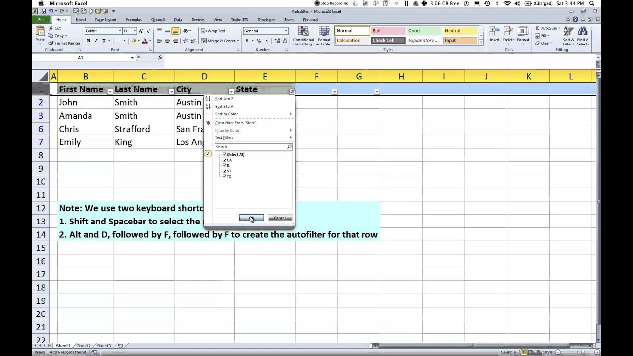 youtube shortcuts for excel 2010