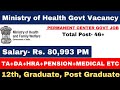 Ministry of health  family welfare vacancy  permanent govt vacancy  salary 80000  no interview
