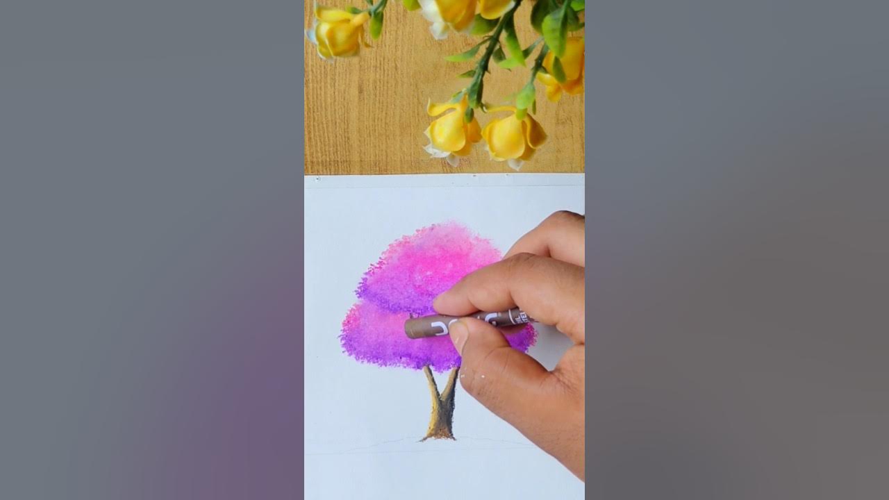 How to Draw a Beautiful Tree / Easy Tree Drawing With Oil Pastel 