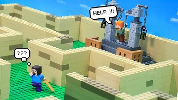 Alex & Steve : Adventure Escape The Giant MAZE IRL - LEGO Minecraft Animation