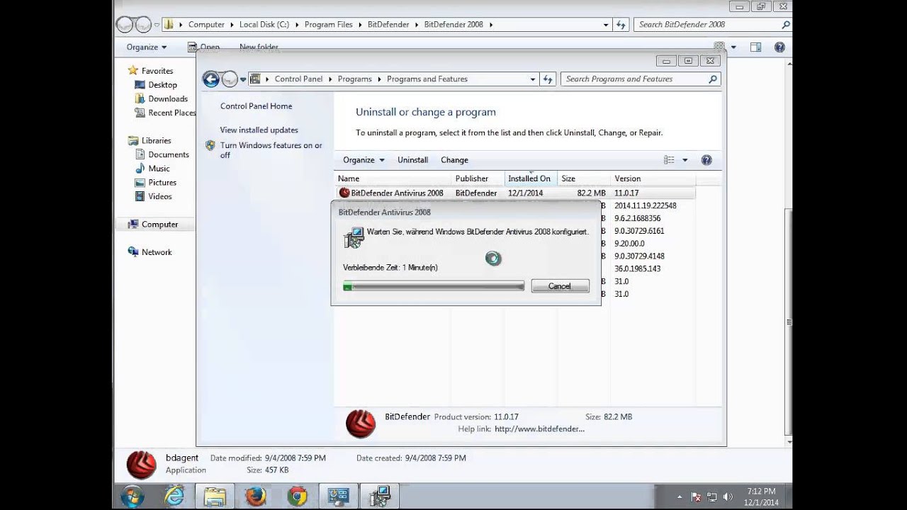 Uninstall BitDefender Antivirus 2008 v11.0.17